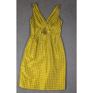 J Crew Dress Womens Size 4 Yellow 100% Silk  Rosette Artsy Event Wedding Party